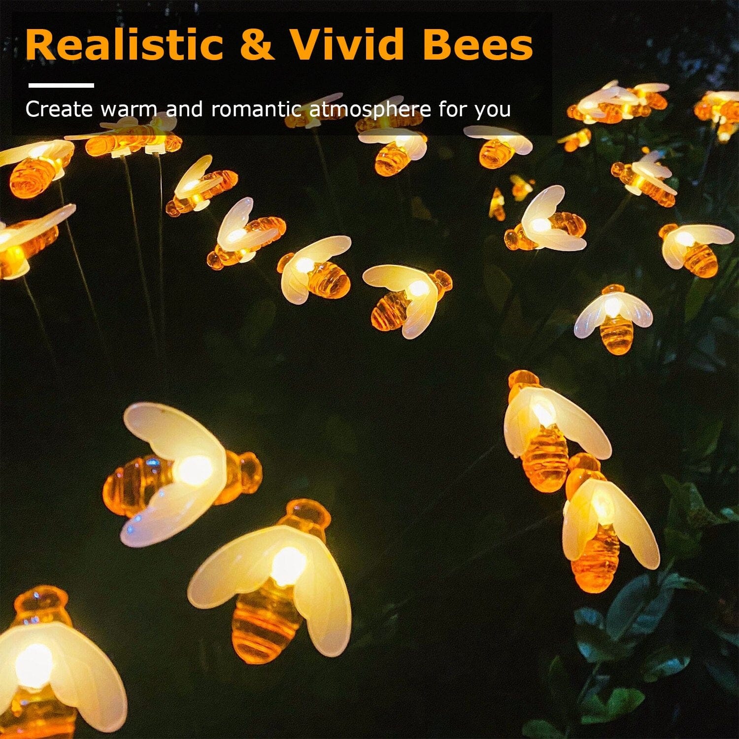 4-Pack: Solar Powered Stake Bee Light 2 Lighting Mode Lifelike Firefly Genuine For Sale