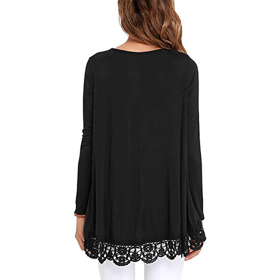 Women's Long Sleeve Lace Trim Blouse Visa Payment Cheap Pice