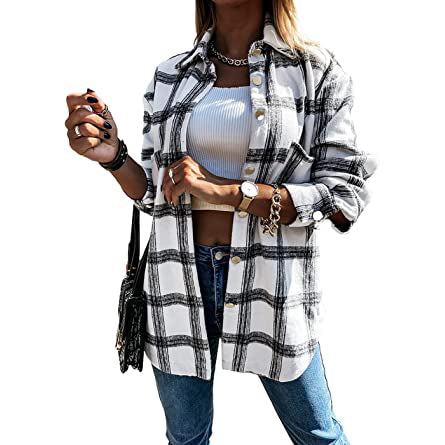 Women's Fall Clothes Plaid  Jacket Long Sleeve For Sale Wholesale Pice