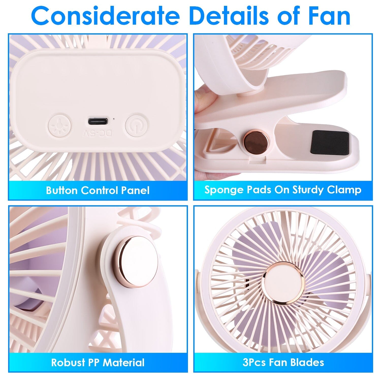 Portable Quiet Rechargeable Clip-On Fan Buy Online