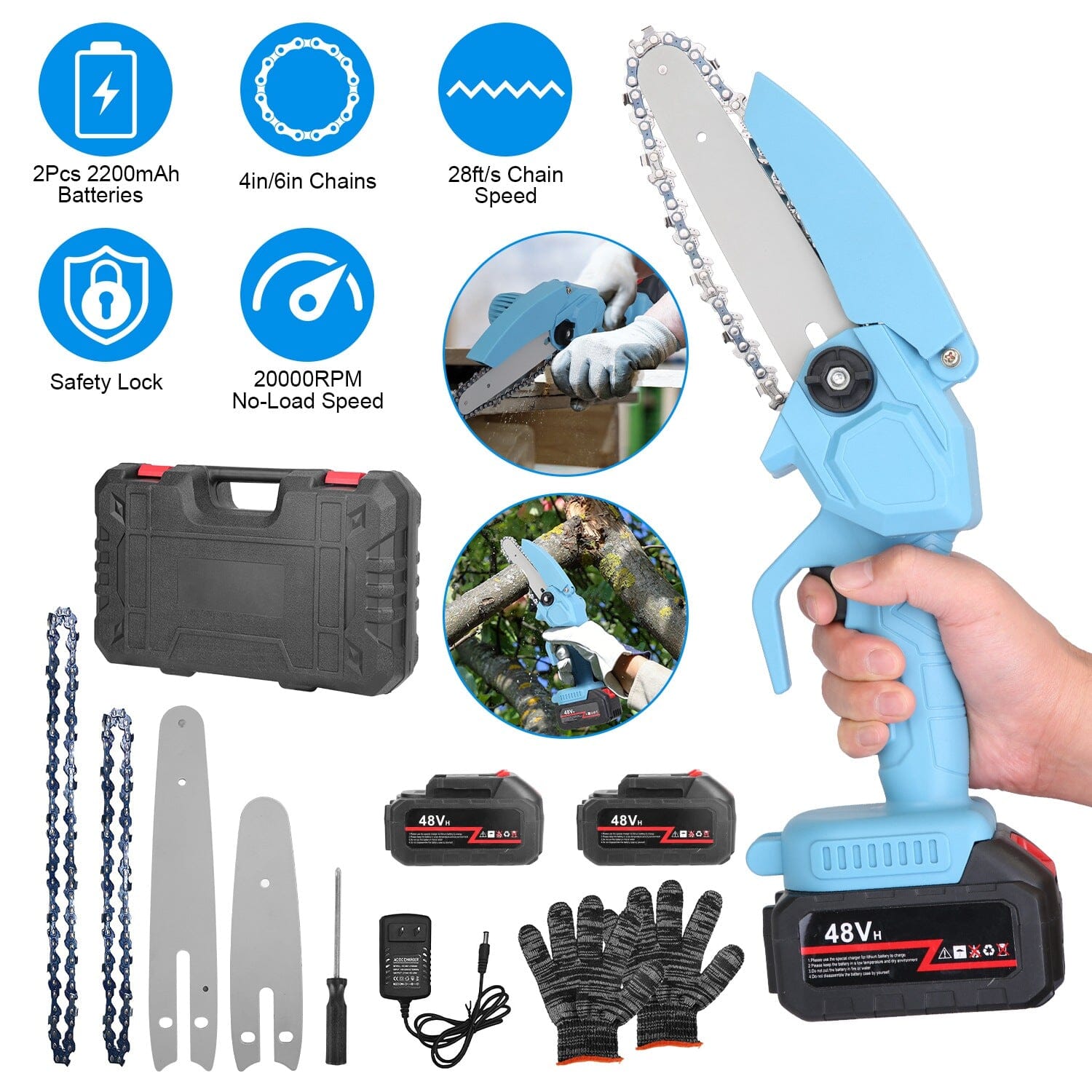 Portable Handheld Cordless Small Chain Saw Battery Powered Outlet Genuine