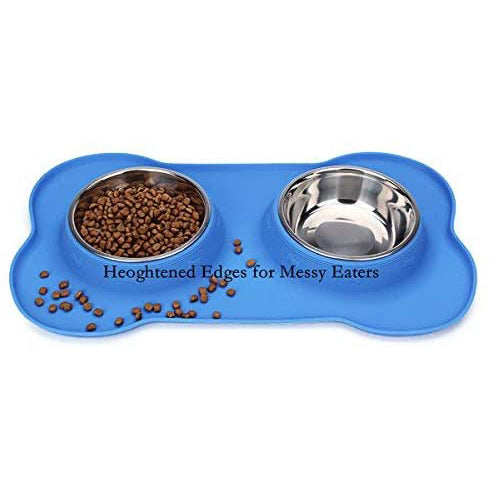 Hubulk 2 Stainless Steel Dog Bowl with No Spill Non-Skid Silicone Mat Visit For Sale