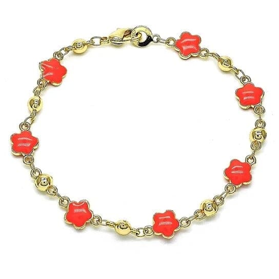 14k Gold Filled High Polish Finish Enamel Flower Bracelet Looking For Cheap Pice