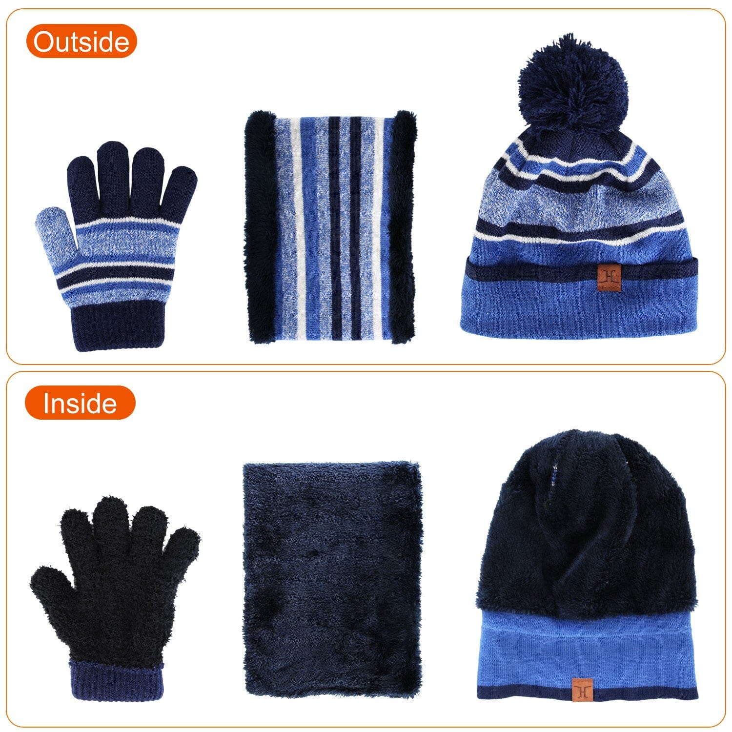 3-Piece Set: Winter Kids Knitted Warm Beanie Hat and Glove for 4-7 Years Old Really For Sale