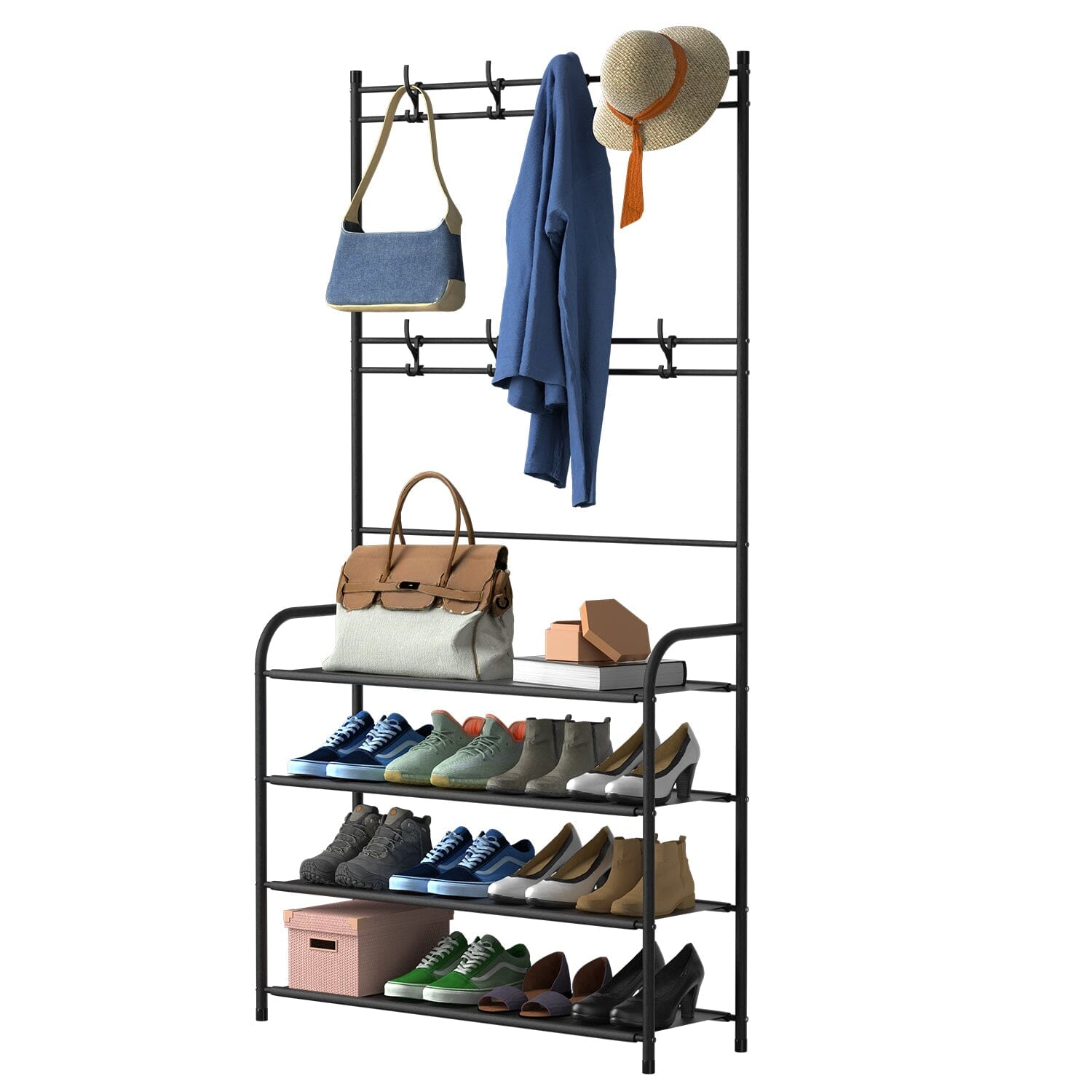 Entryway Coat Hat Rack Shoe Storage Shelf Sale New