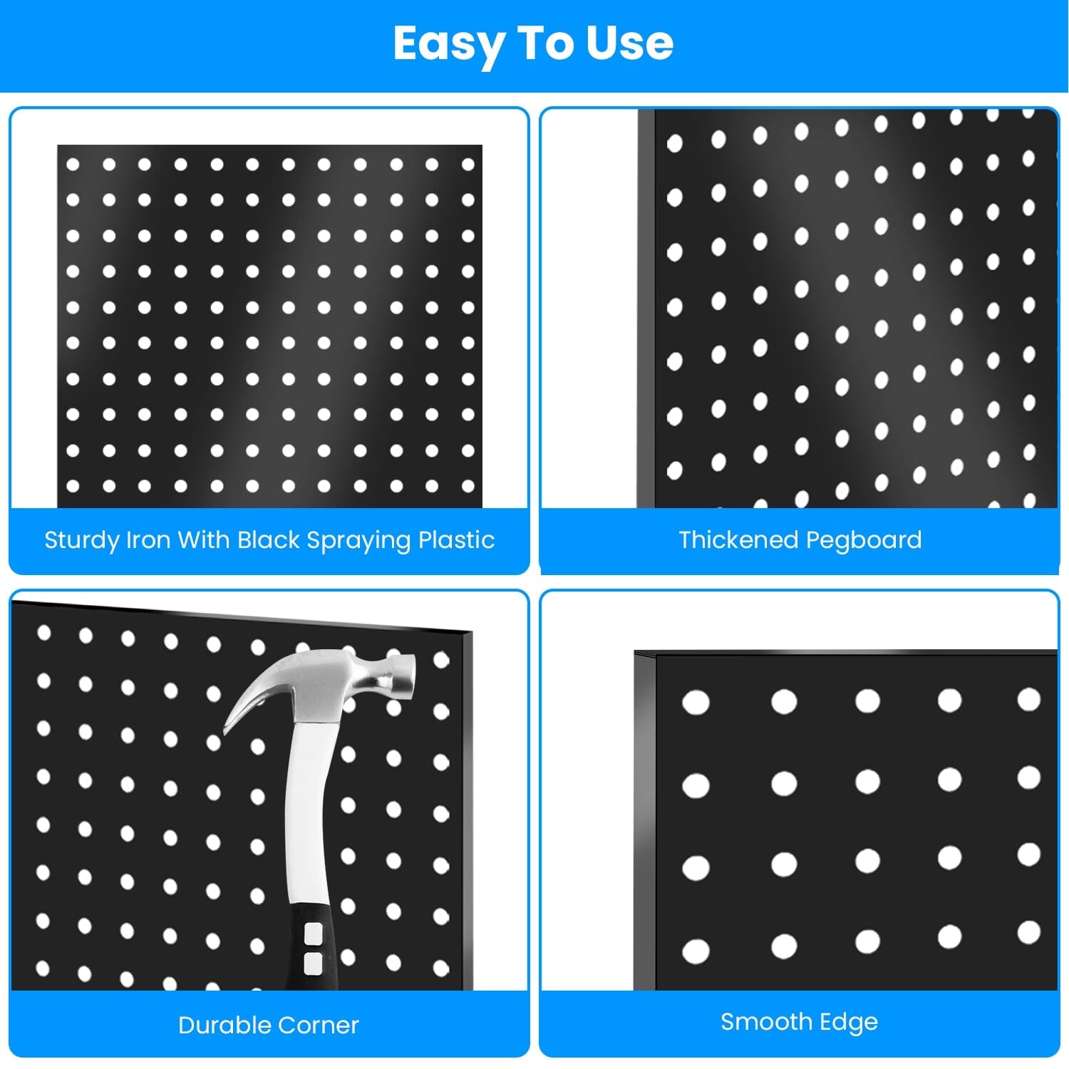 4-Pack: Metal Black Pegboard Wall Organizer with 1 Spacing 1/4 Hole Discount Eastbay