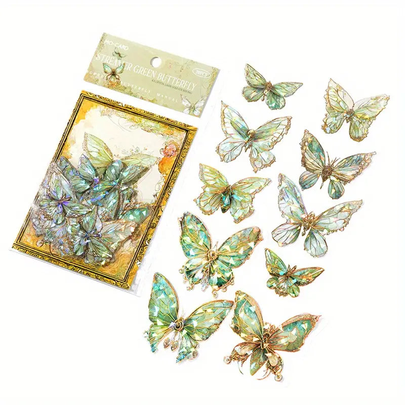 20-Pieces: Ice Crystal Laser Butterfly Decorative PET Stickers Outlet Nicekicks