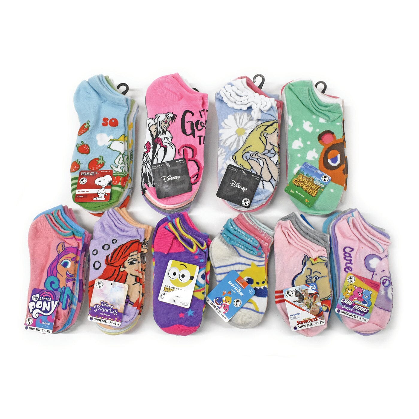 20-Pair: Licensed Assorted Kids' No-Show Socks Free Shipping Tumblr