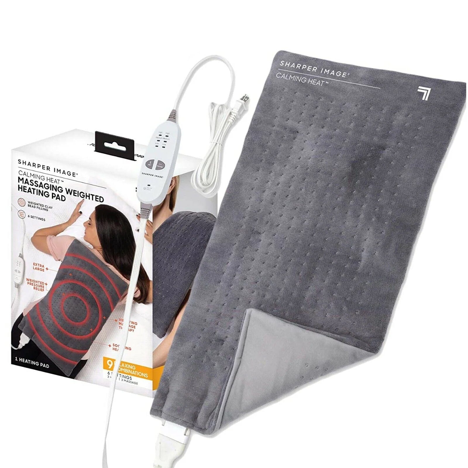 Sharper Image Calming Heat Massaging Weighted Heating Pad 12 X 24 (Refurbished) Best Wholesale Sale Online