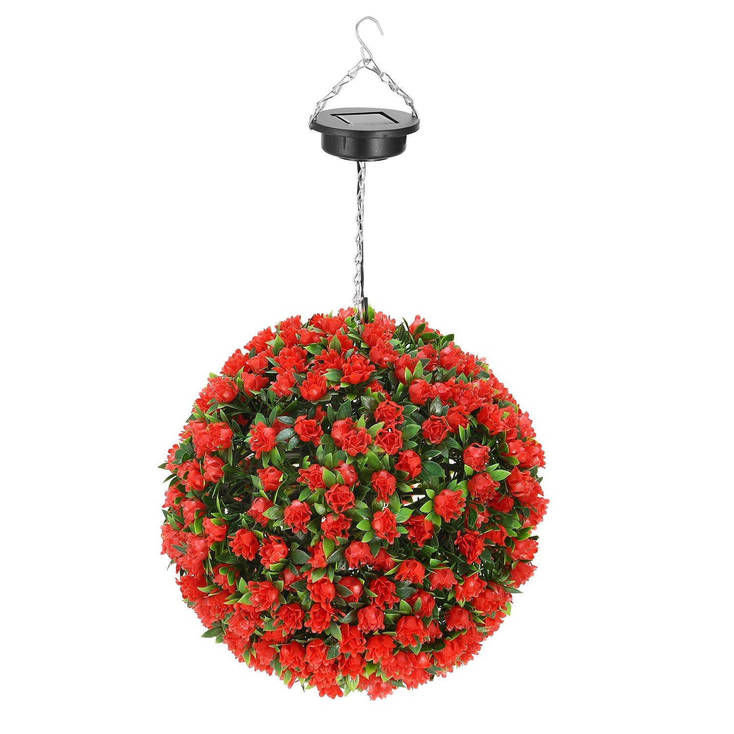 Solar Powered Topiary Ball Artificial Rose 20 LED Lights Big Discount For Sale