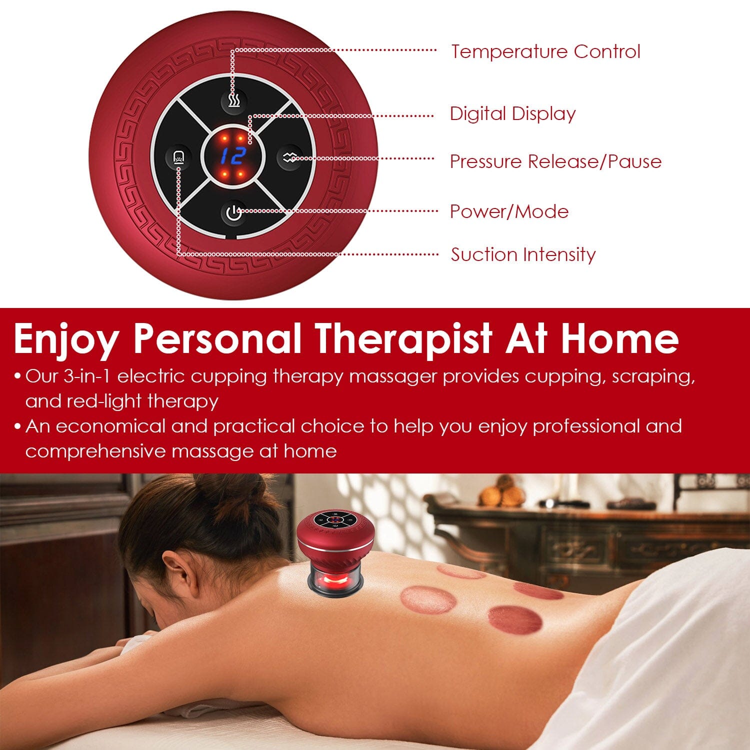 Cuppin Therapy Massager with Red Light Heat Therapy 16 Level Temperature For Cheap Pice