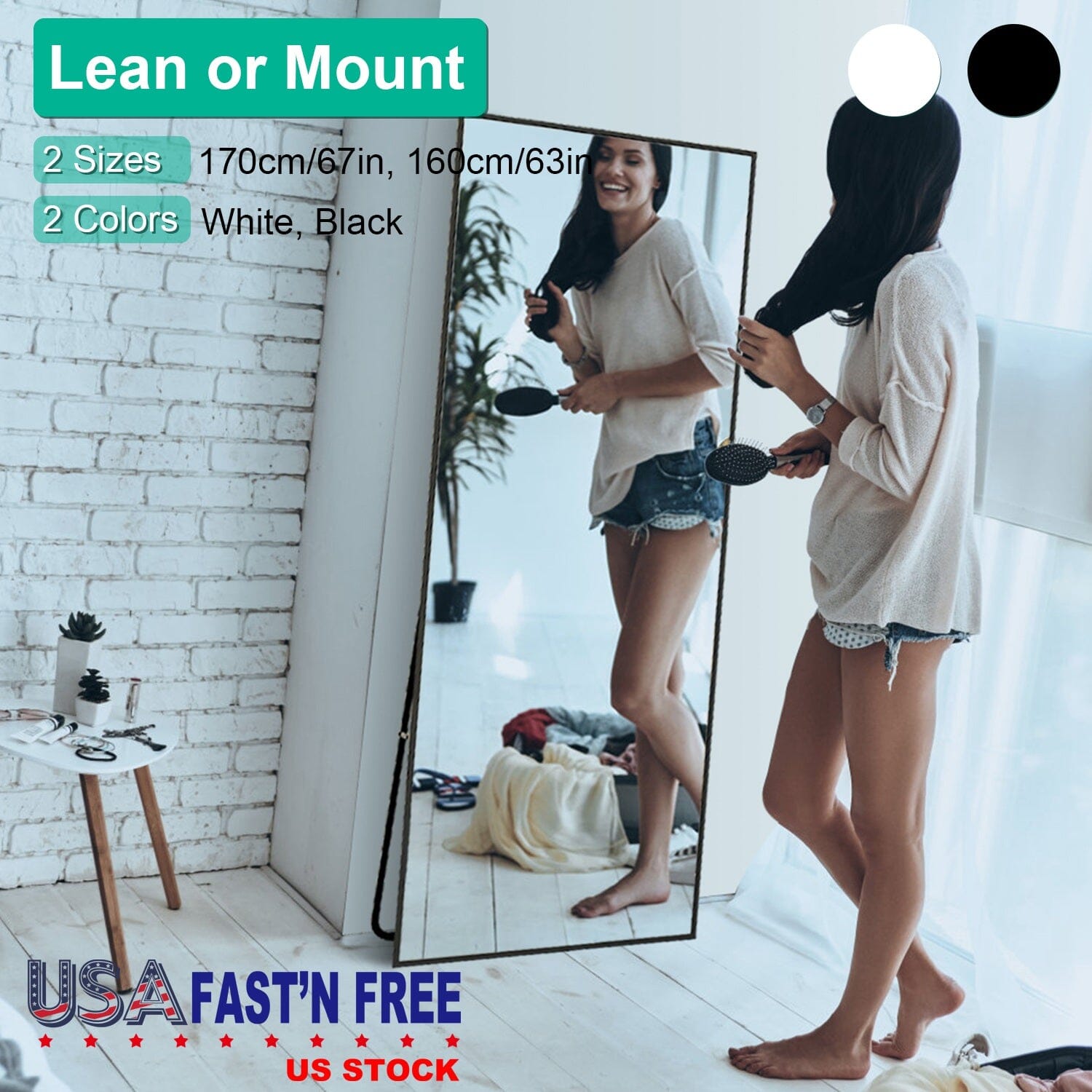 Full Length Mirror Aluminum Alloy Wall Mirror Free Standing Floor Fashionable Cheap Pice