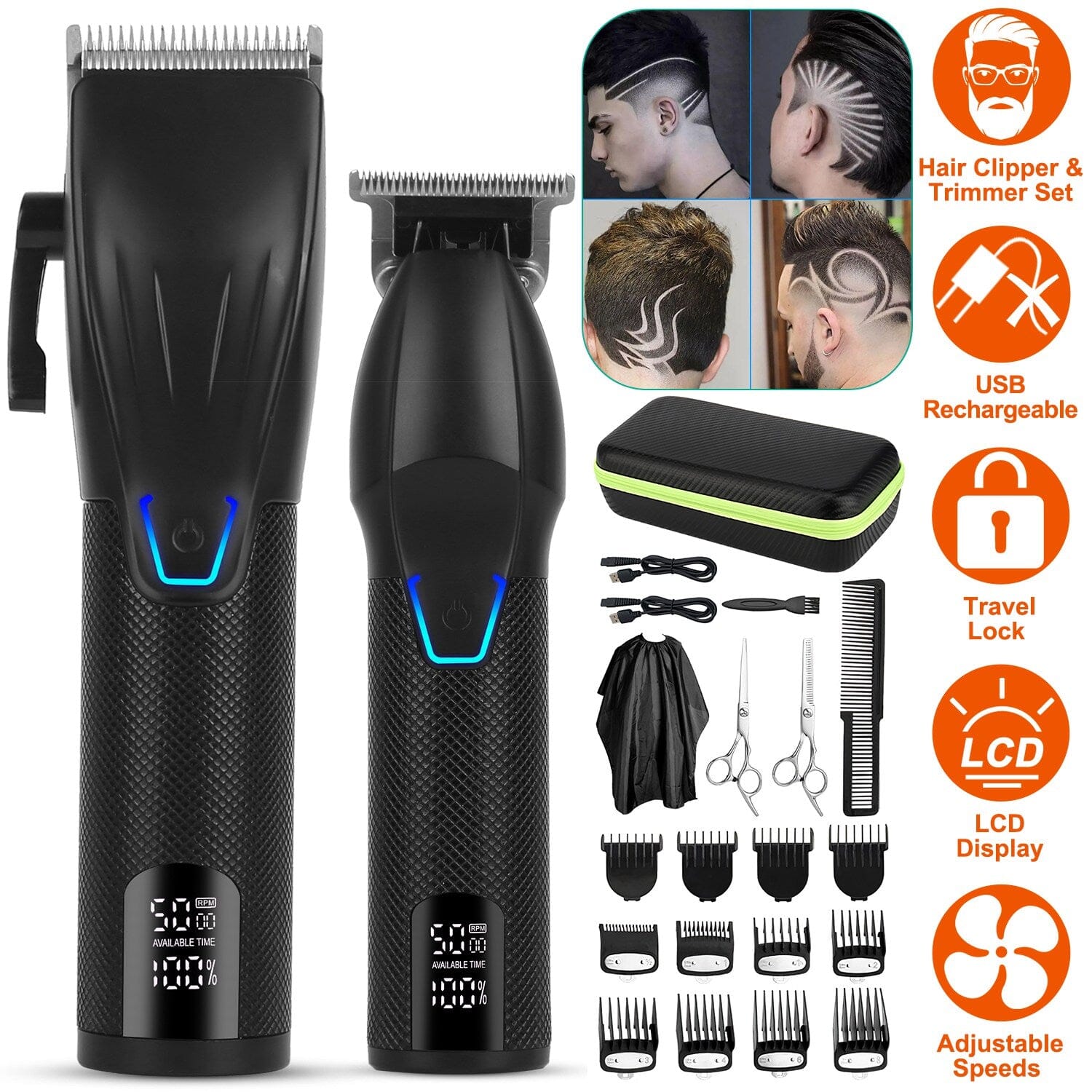 Men Electric Barber Clipper Hair Cutting Combo Set T Outliner Shaver Trimmers Classic For Sale