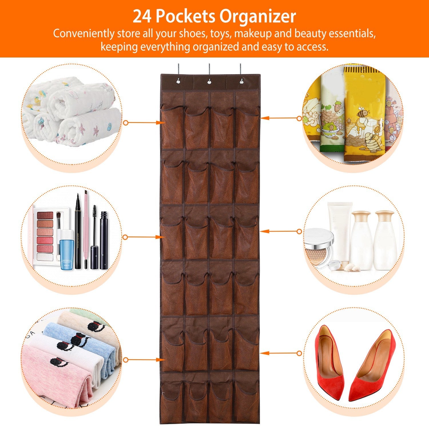 24 Pockets Over the Door Shoe Rack Sale New