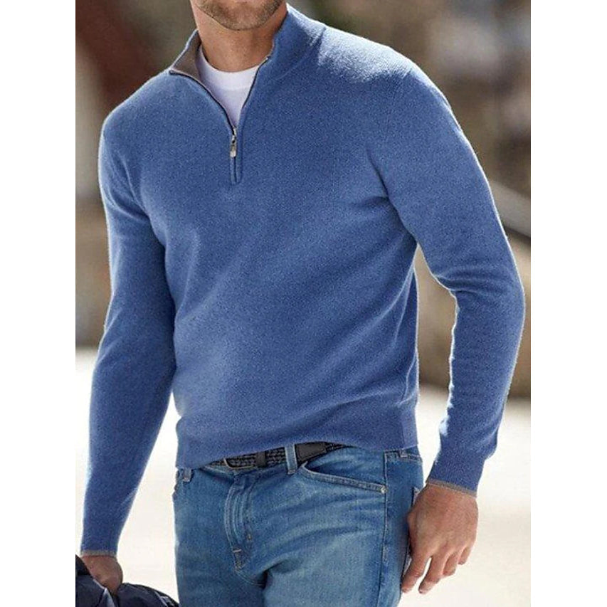 Men's Sweater Jumper Pullover Ribbed Knit Cropped Zipper Knitted Solid Color Get To Buy Cheap Pice