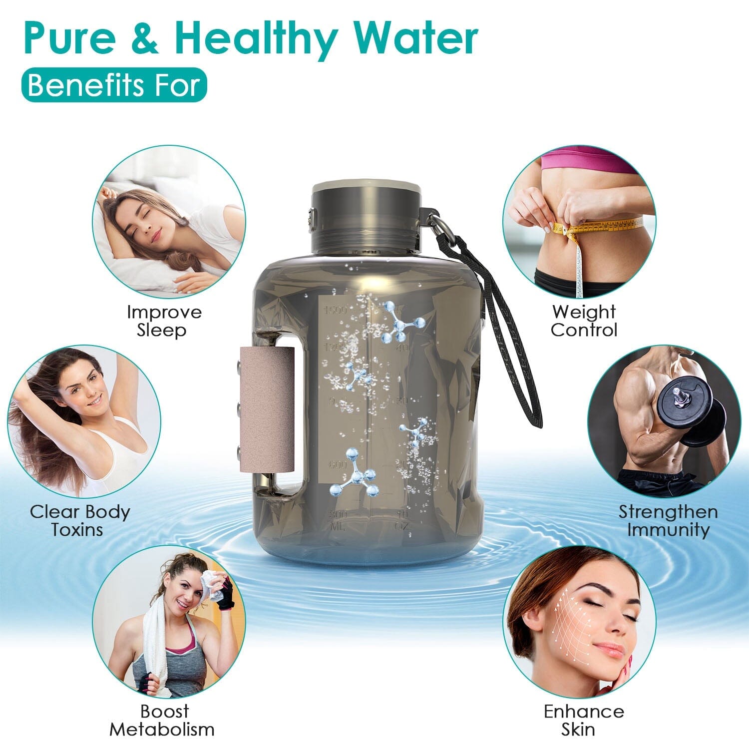 1.5L Large Capacity Portable Rechargeable Hydrogen Water Bottle 6 Min. Quick Electrolysis Clearance Pick A Best