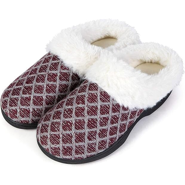 Roxoni Women's Cozy Memory Foam Slippers, Fuzzy Warm Faux Fur, Indoor Outdoor Rubber Sole Sale New