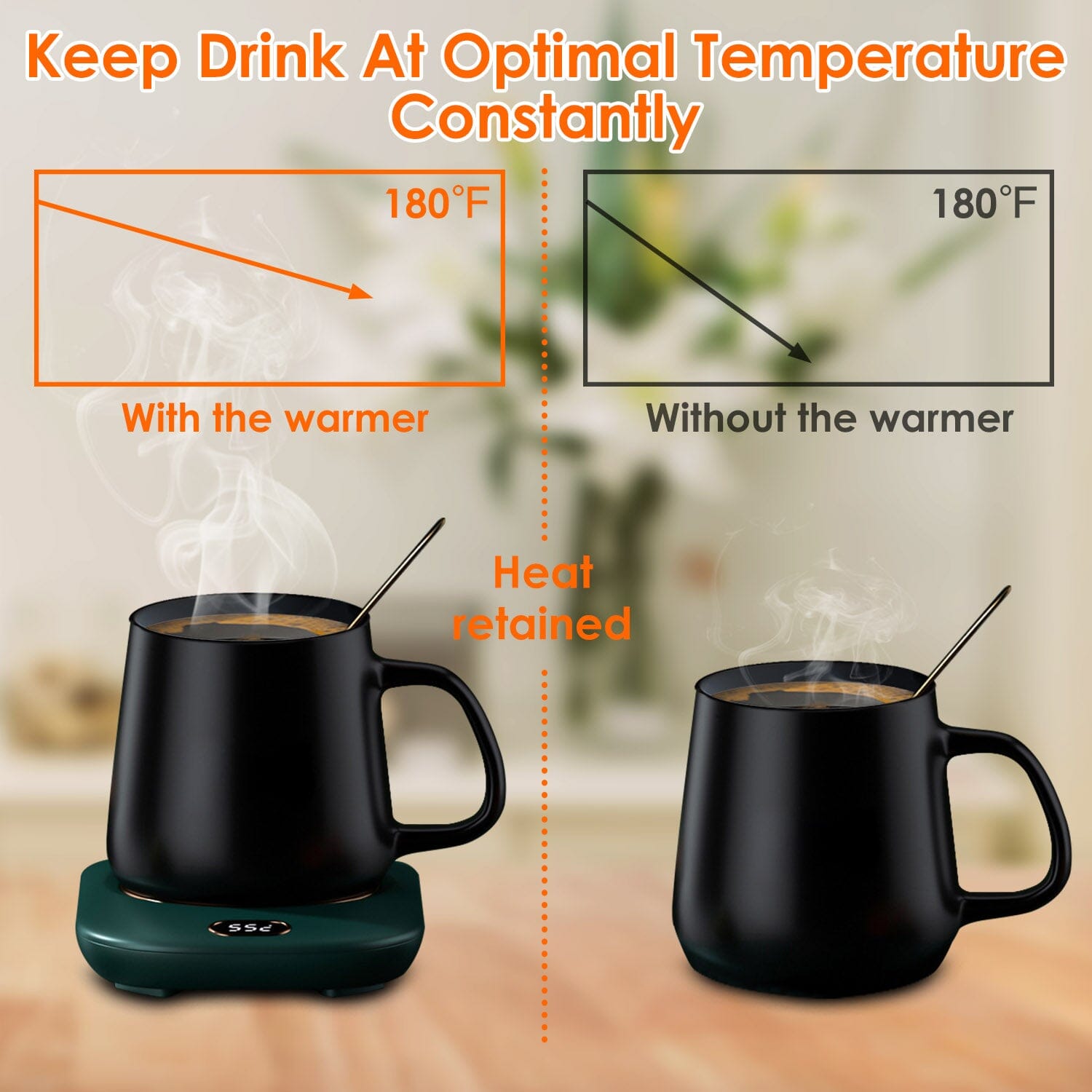 Auto Shut Off USB Coffee Mug Heating Plate with 3 Temperature Setting Outlet Choice