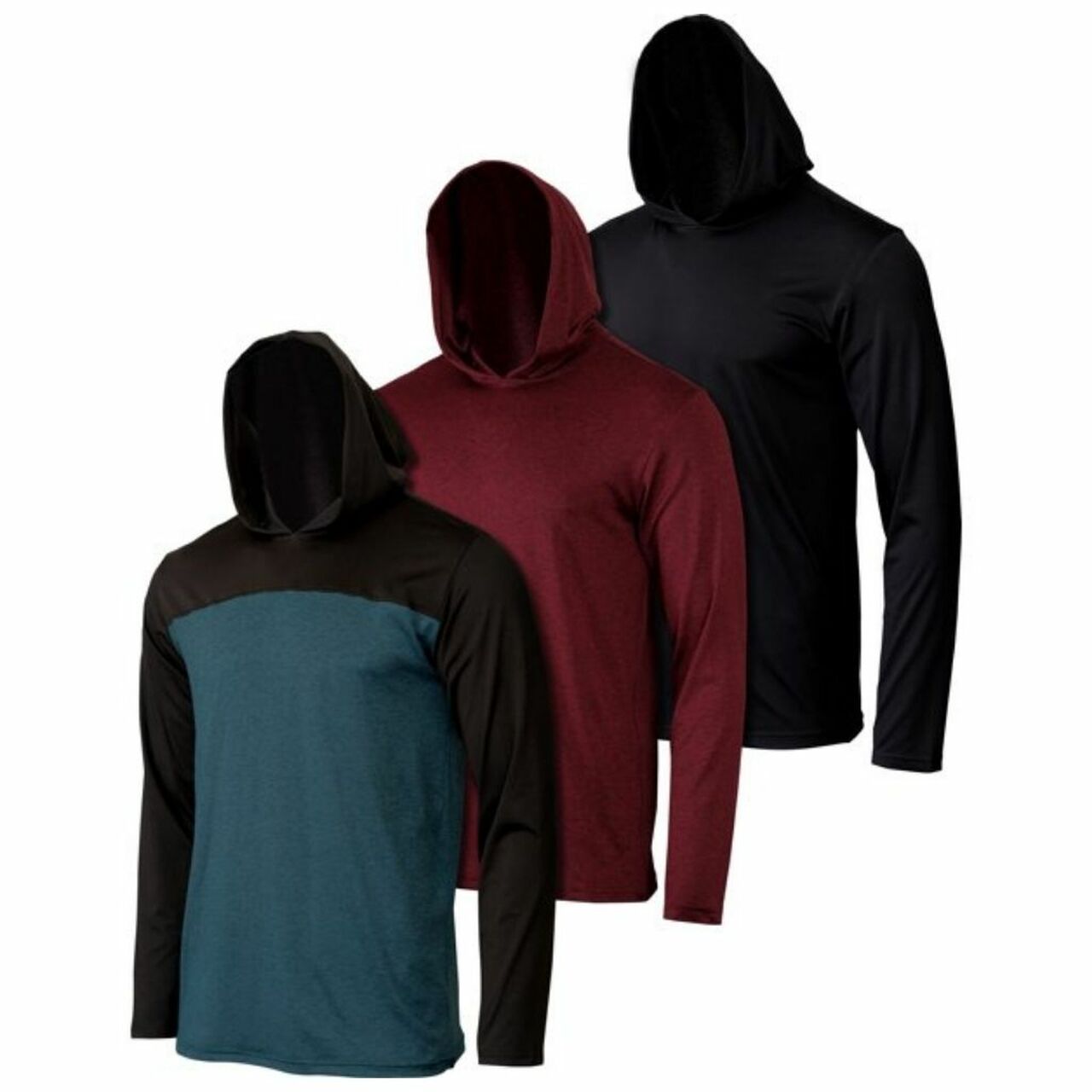 3-Pack: Men's Moisture Wicking Active Athletic Pullover Hoodies Big Sale