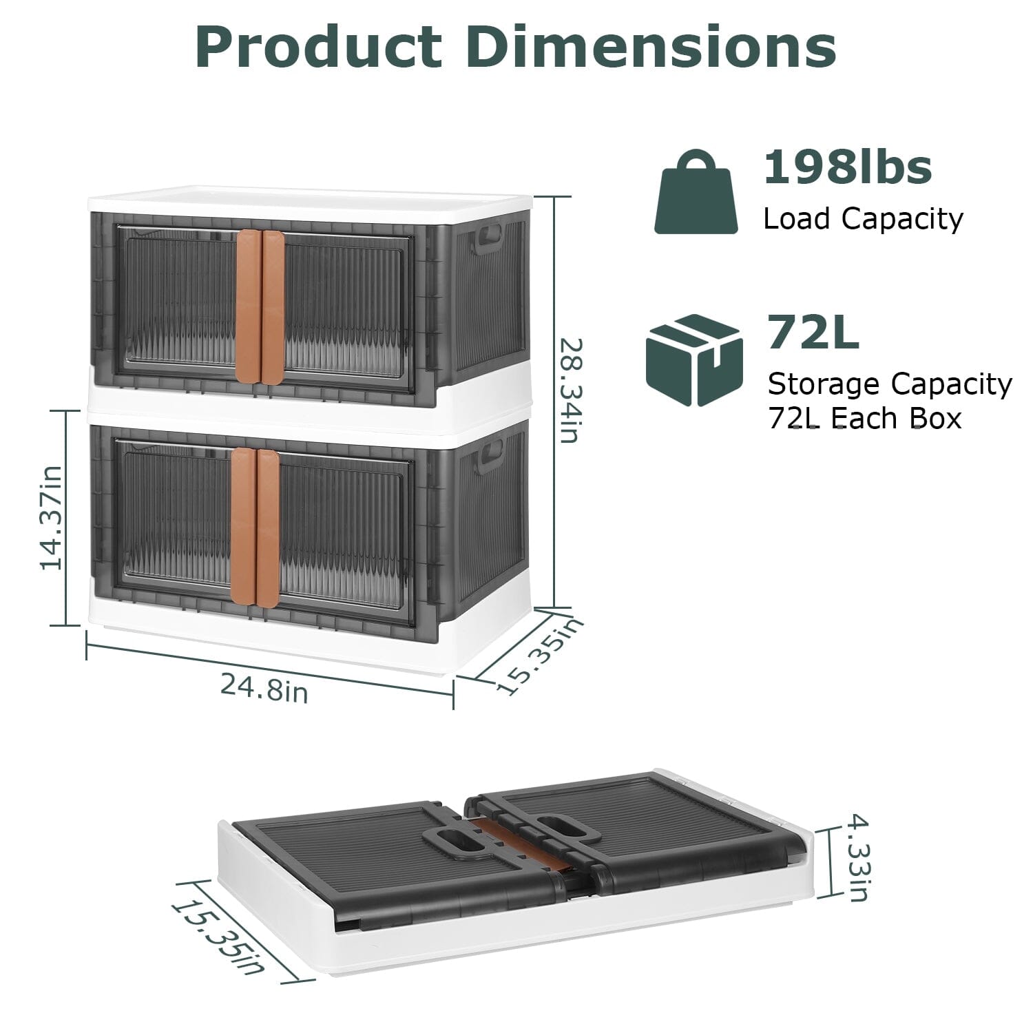 2-Piece: Foldable Stackable Storage Bins with Lid Websites For Sale