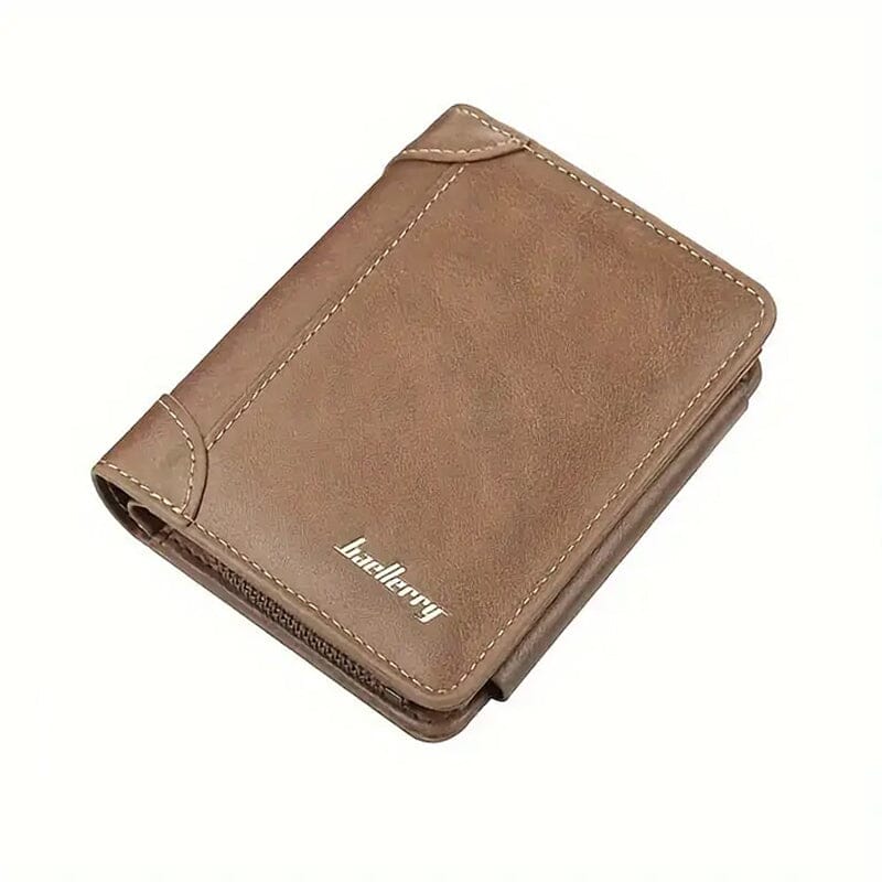 Men's Short Multi-Card Slots Tri-Fold Zipper Coin Pocket Wallet Low Pice For Sale