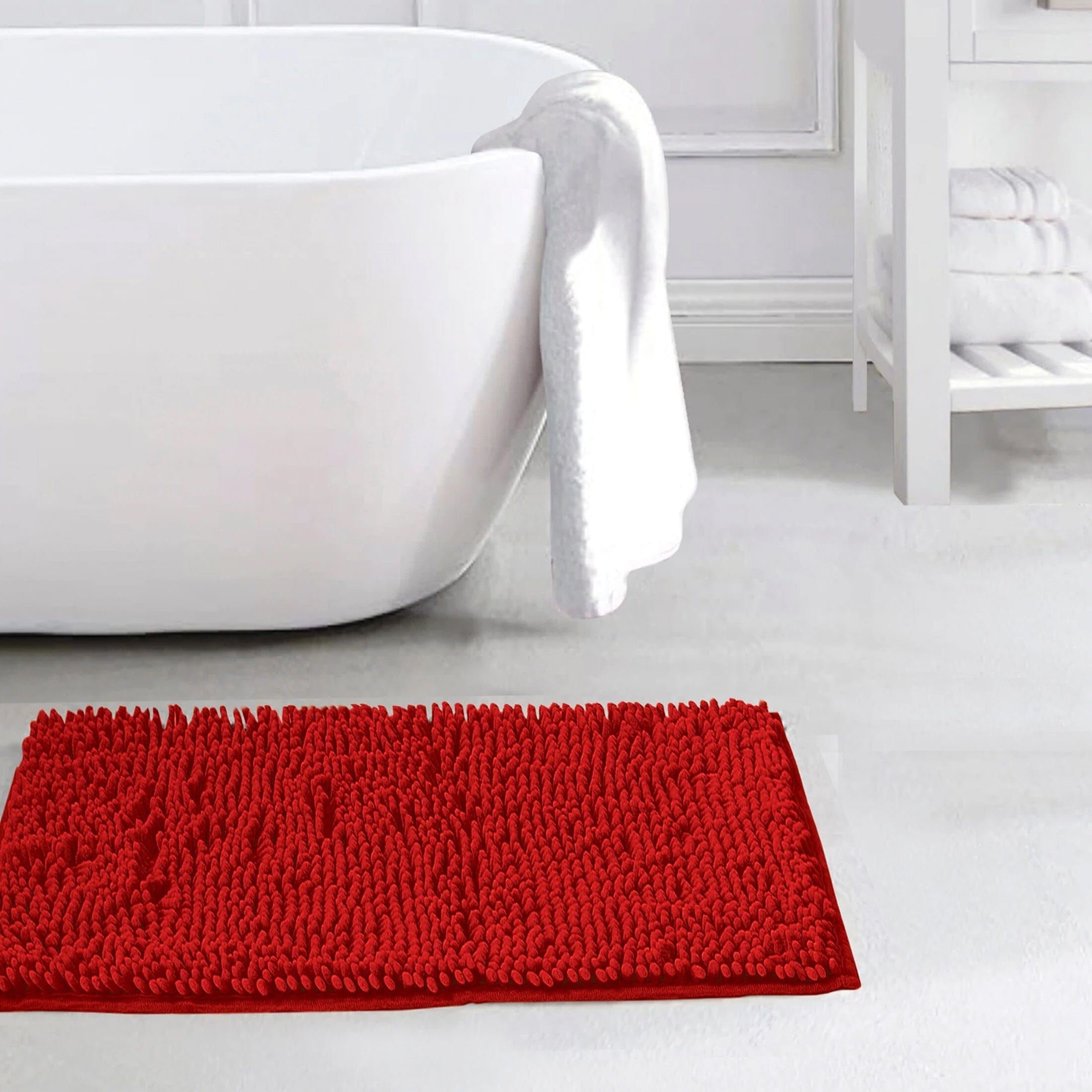 Slip-Resistant Shag Anna Chenille Soft Absorbent Bath Mat Bathroom Rug 17 x 24 Get Authentic For Sale