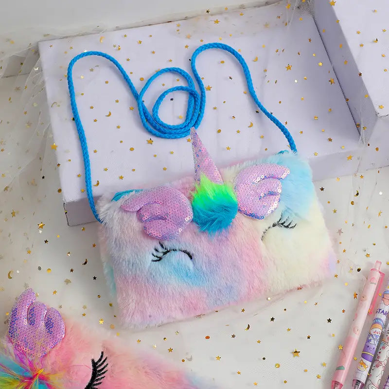 Girls Cute Sequin Plush Unicorn Tie Dye Bag Cheap Sale Store