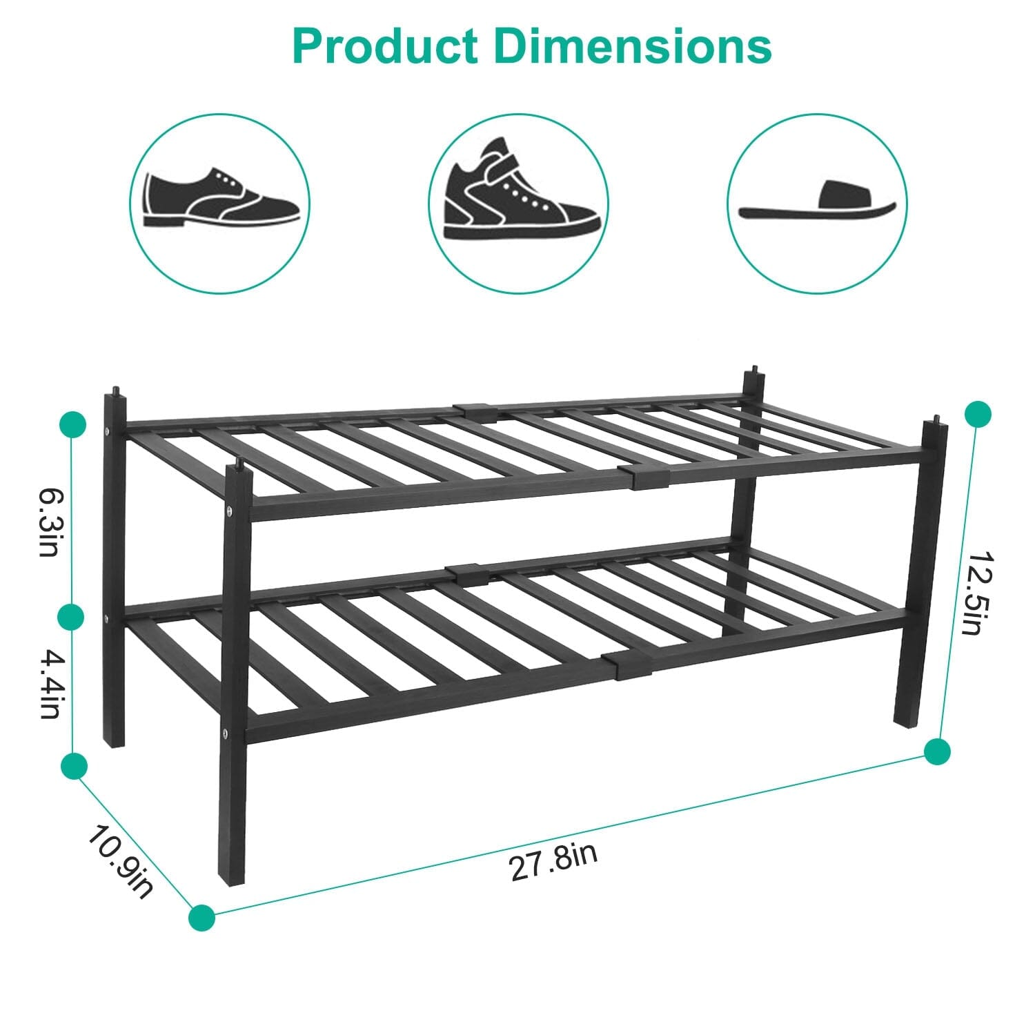 Bamboo Shoe Rack 2-Tier Stackable Shoe Shelf Clearance Sast