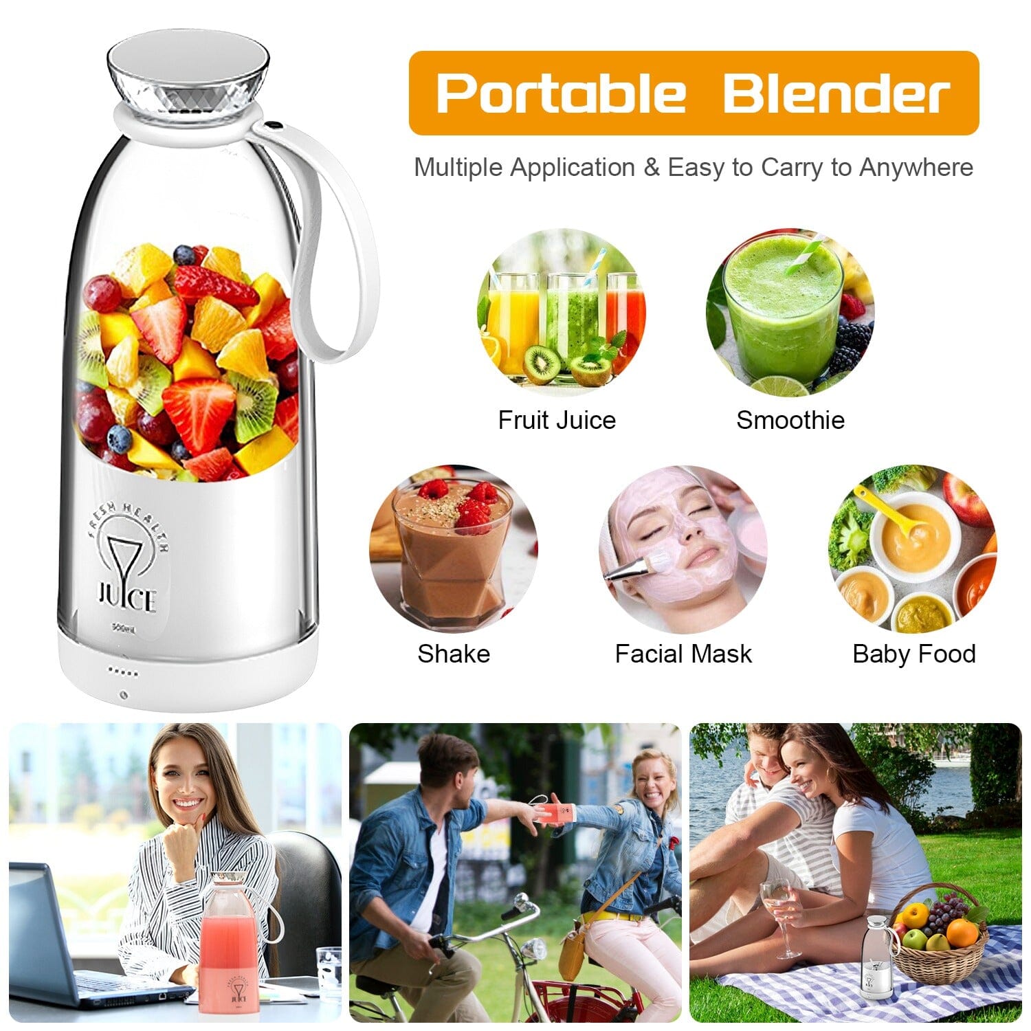 2-in-1 Portable Fruit Blender Rechargeable Cheap Lowest Pice