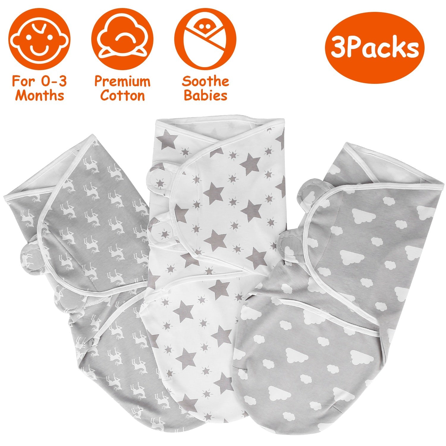 3-Pack: Baby New Born Swaddle Wrap Cheap Sale 100% Original