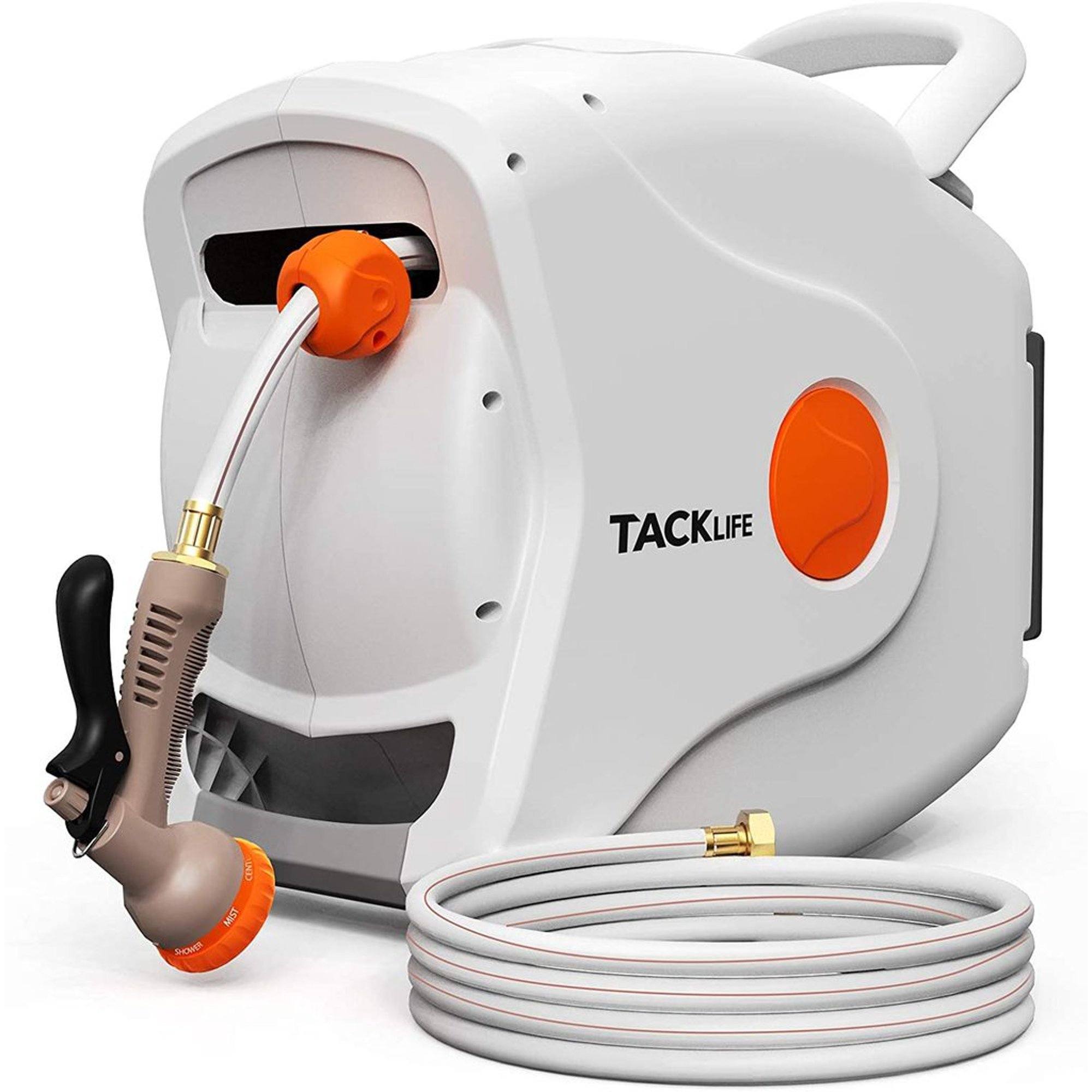 TACKLIFE Garden Retractable Hose Reel 82+8 FT 5/8'' Wall Mounted Recommend For Sale