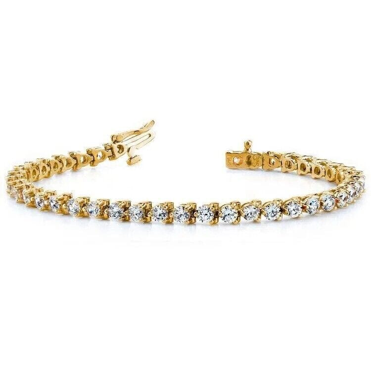 Diamond Tennis Bracelet 6.00 CT Round Cut 14k Yellow Gold 100% Natural H/SI Marketable