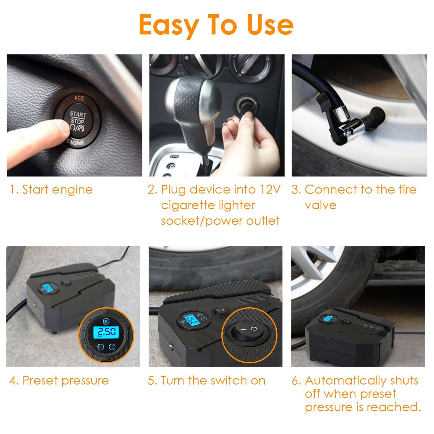 Portable Car Tire Inflator DC 12V Digital Car Air Pump Compressor Online Online Cheap Online