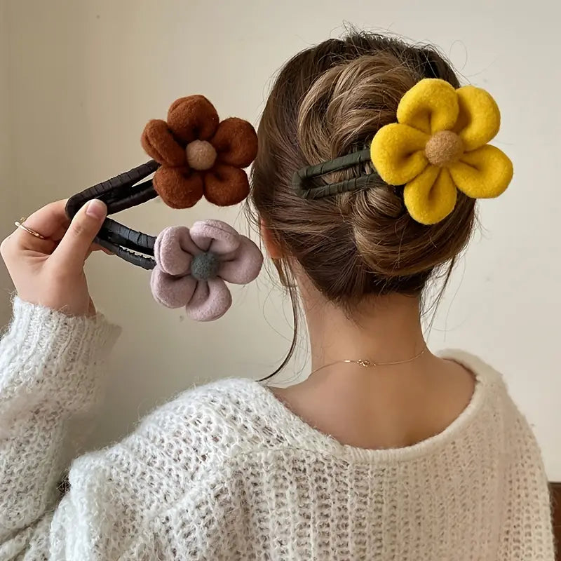 2-Pack: Gorgeous Plush Flower Hairpin Buy Cheap Factory Outlet