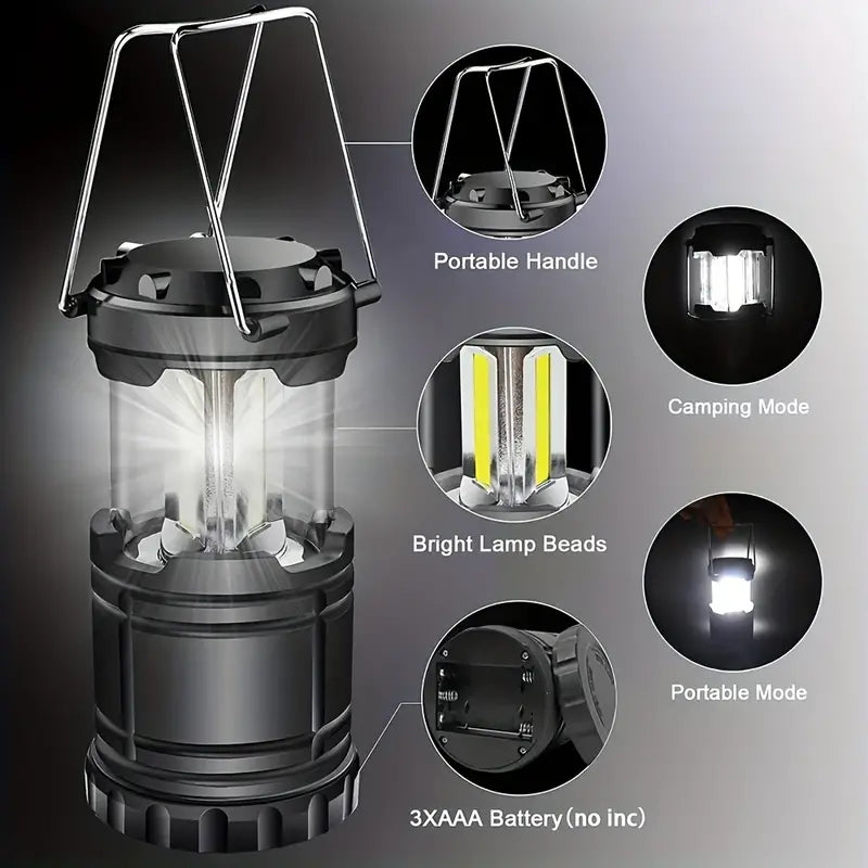 2-Pieces: Super Bright LED Camping Lantern - Portable and Collapsible Emergency Flashlight with Battery Power Buy Cheap Countdown Package