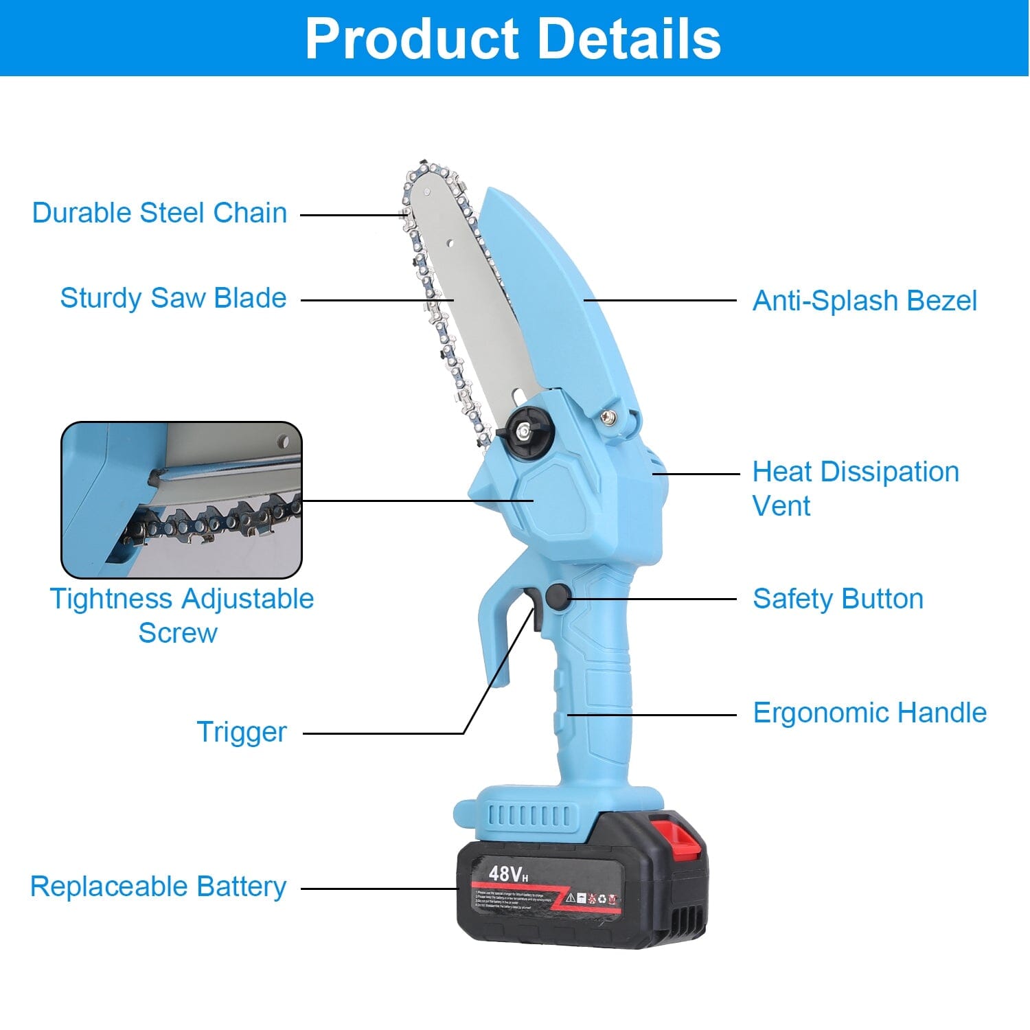 Portable Handheld Cordless Small Chain Saw Battery Powered Outlet Genuine