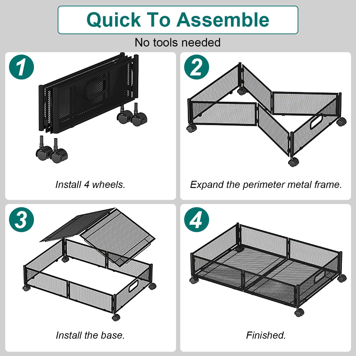 2-Pack: Under Bed Storage Container Foldable Rolling Storage Bin Discount Collections