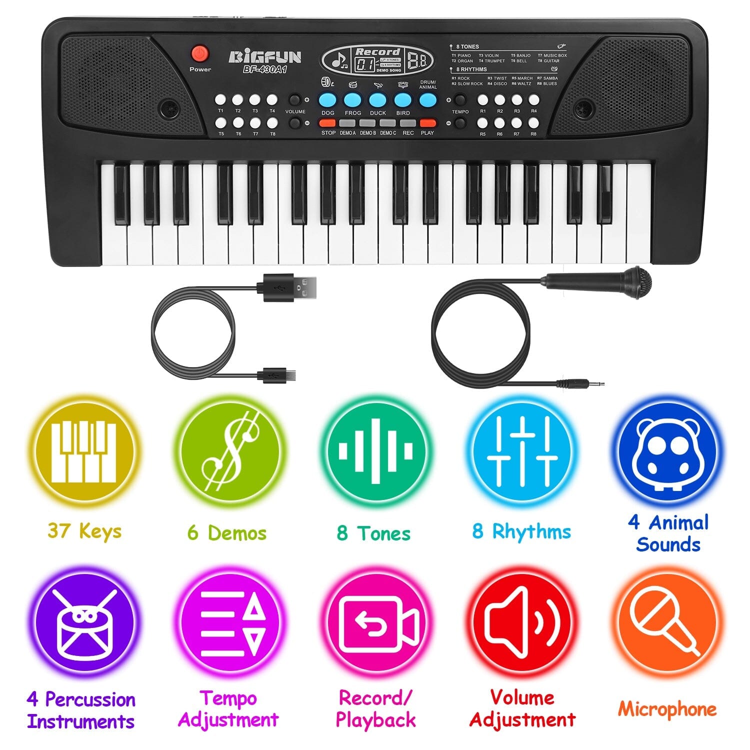 37 Keys Digital Music Electronic Keyboard Instrument with Microphone Get Authentic