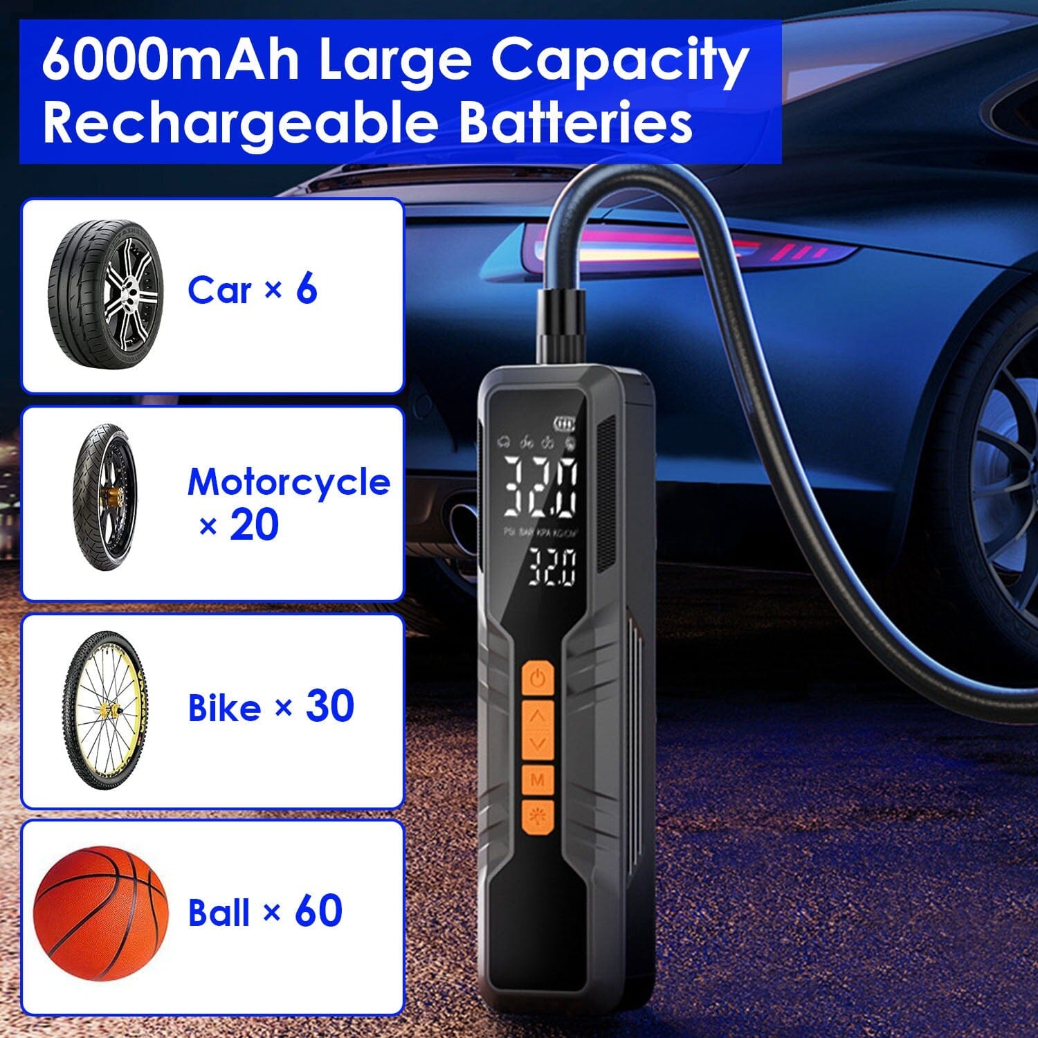 150 PSI Portable Tire Inflator Cordless Digital Air Compressor Quality Free Shipping