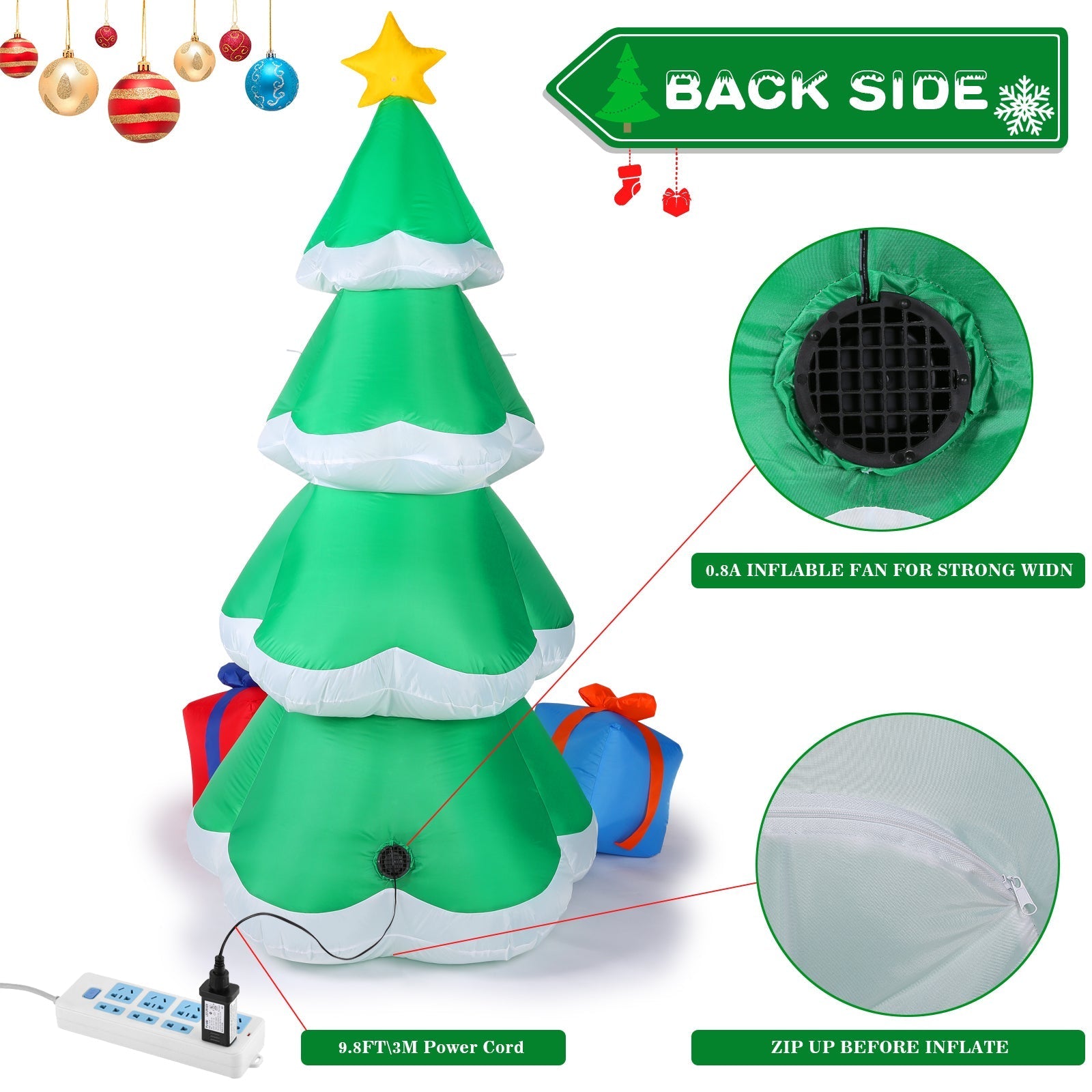 7 Ft. Inflatable Christmas Tree Santa Decor with LED Lights Outlet Cheap Pice