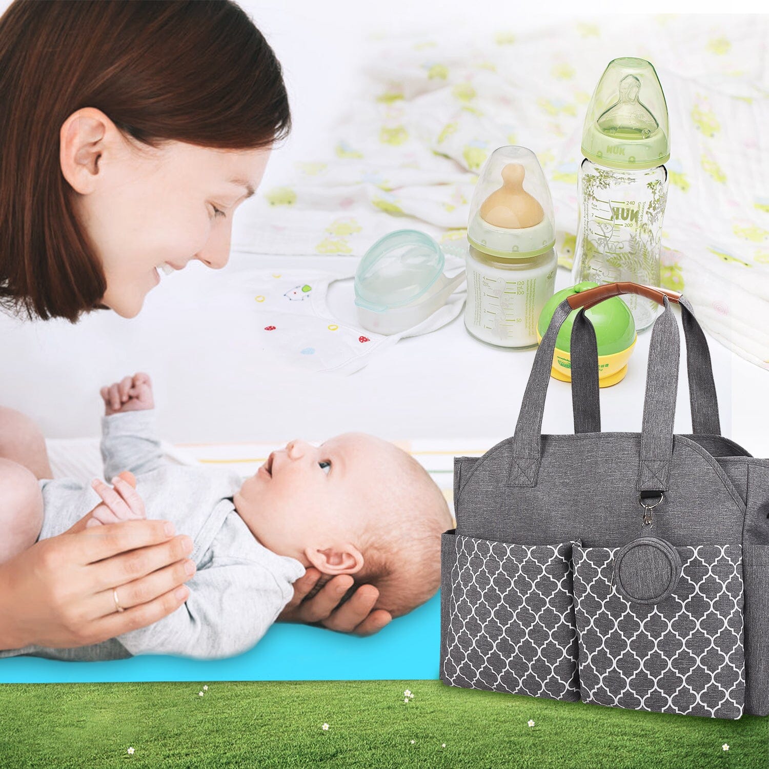 Multifunctional Diaper Changing Tote Bag with Adjustable Messenger Strap Outlet Locations Sale Online