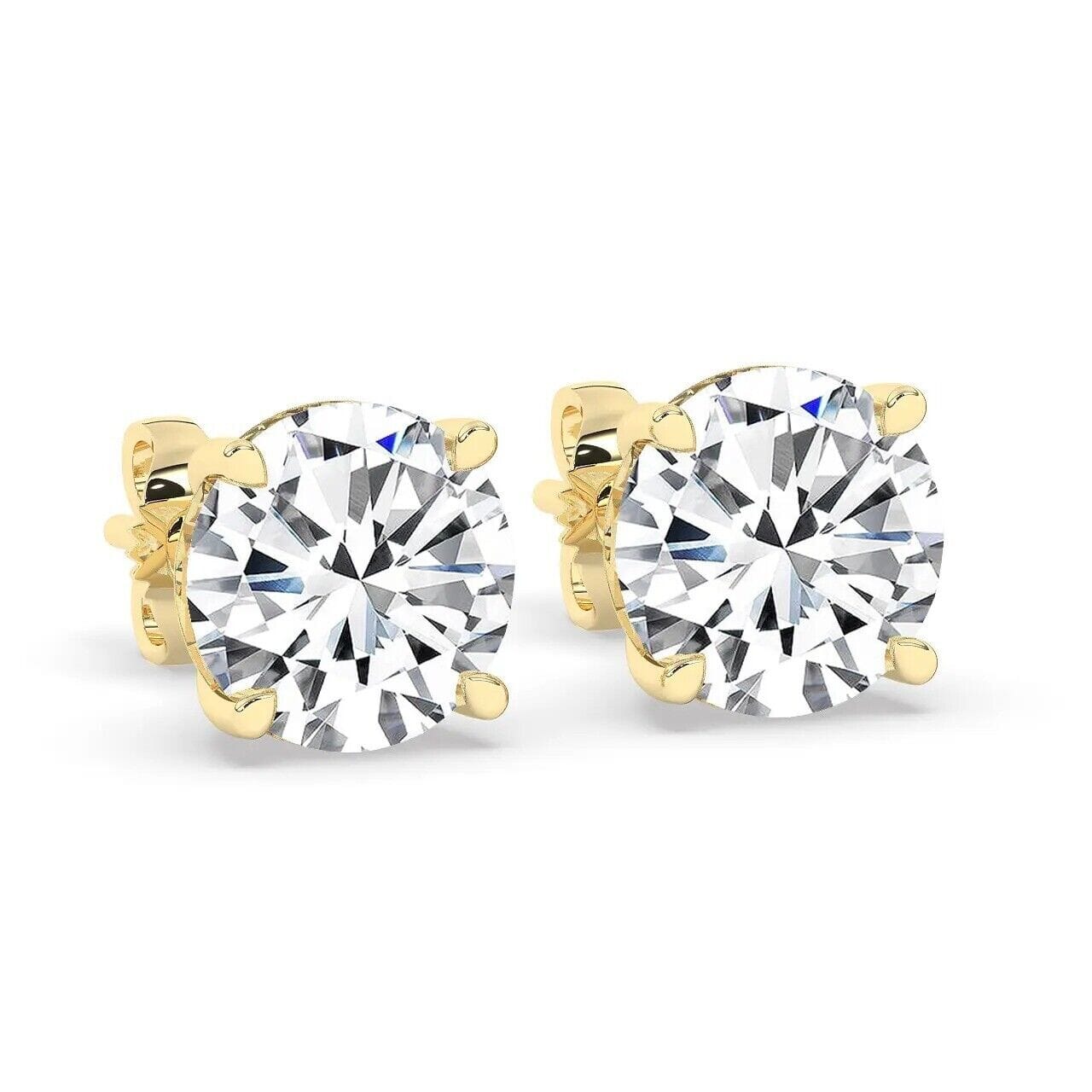 IGI,F/VS1 ,2 CT Solitaire Lab-Grown Round Diamond Studs Earring, 18K Yellow Gold Free Shipping Top Quality