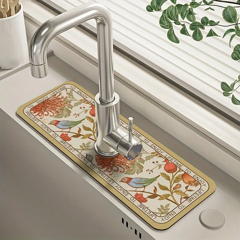 Floral Sink Faucet Absorbent Mat Official Cheap Online