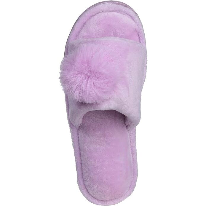 Pupeez Girl's Slipper Lovely Velvet Pom-pom Open Toe Kids House Slides Real For Sale