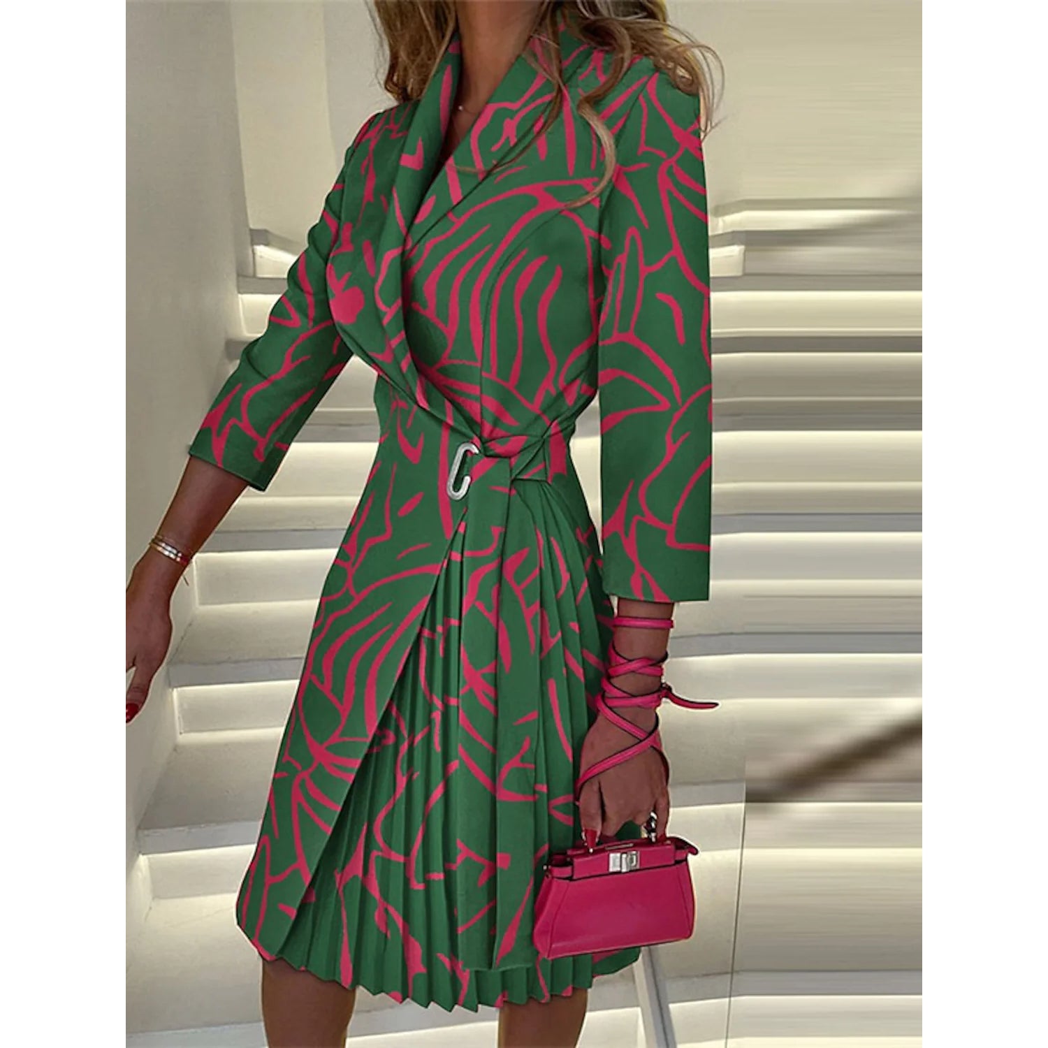 Women's Blazer Dress A Line Dress Knee Length Ruched Print Dress Fast Delivery Cheap Online