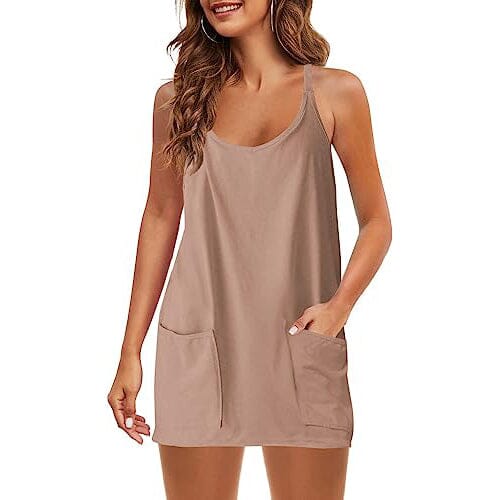 Womens Summer Sleeveless Mini Dress V Neck Spaghetti Strap with Pockets Free Shipping Finishline