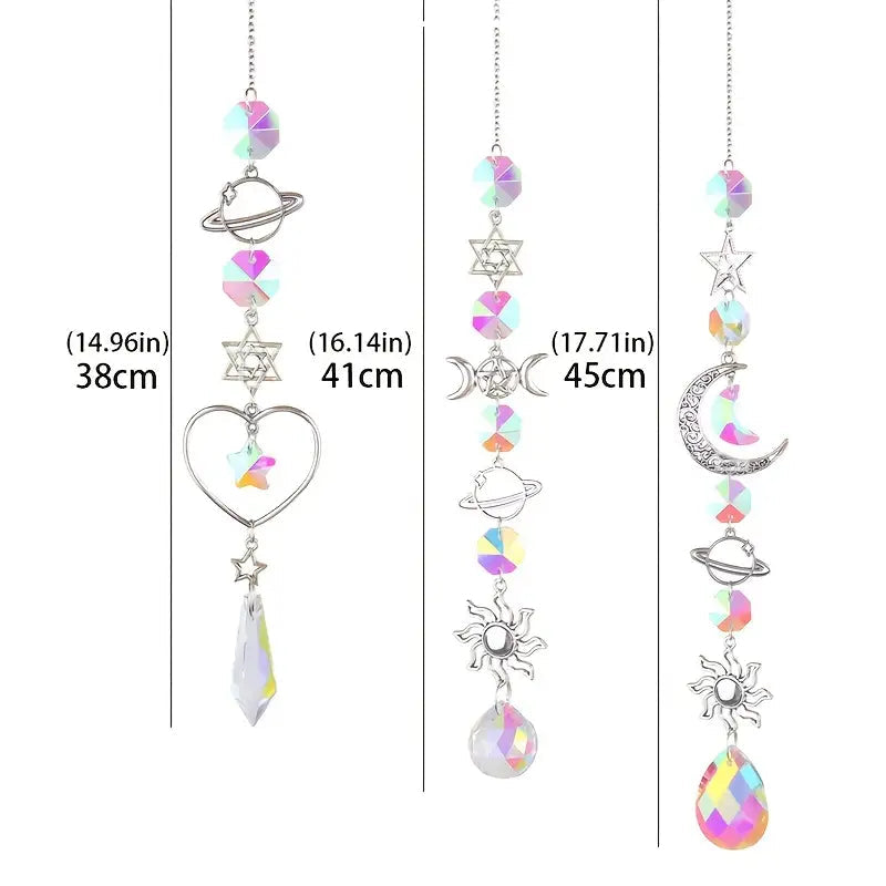 3-Pieces: Crystal Wind Chime Pendant Catcher Diamond Prisms Inexpensive Sale Online