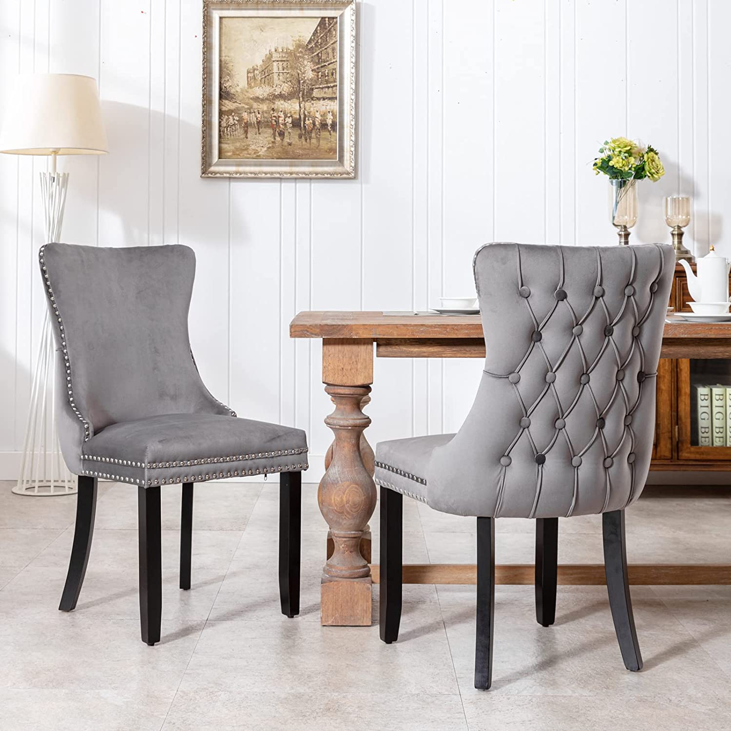 Set of 2: Upholstered Dining Chairs Cheap Sale View