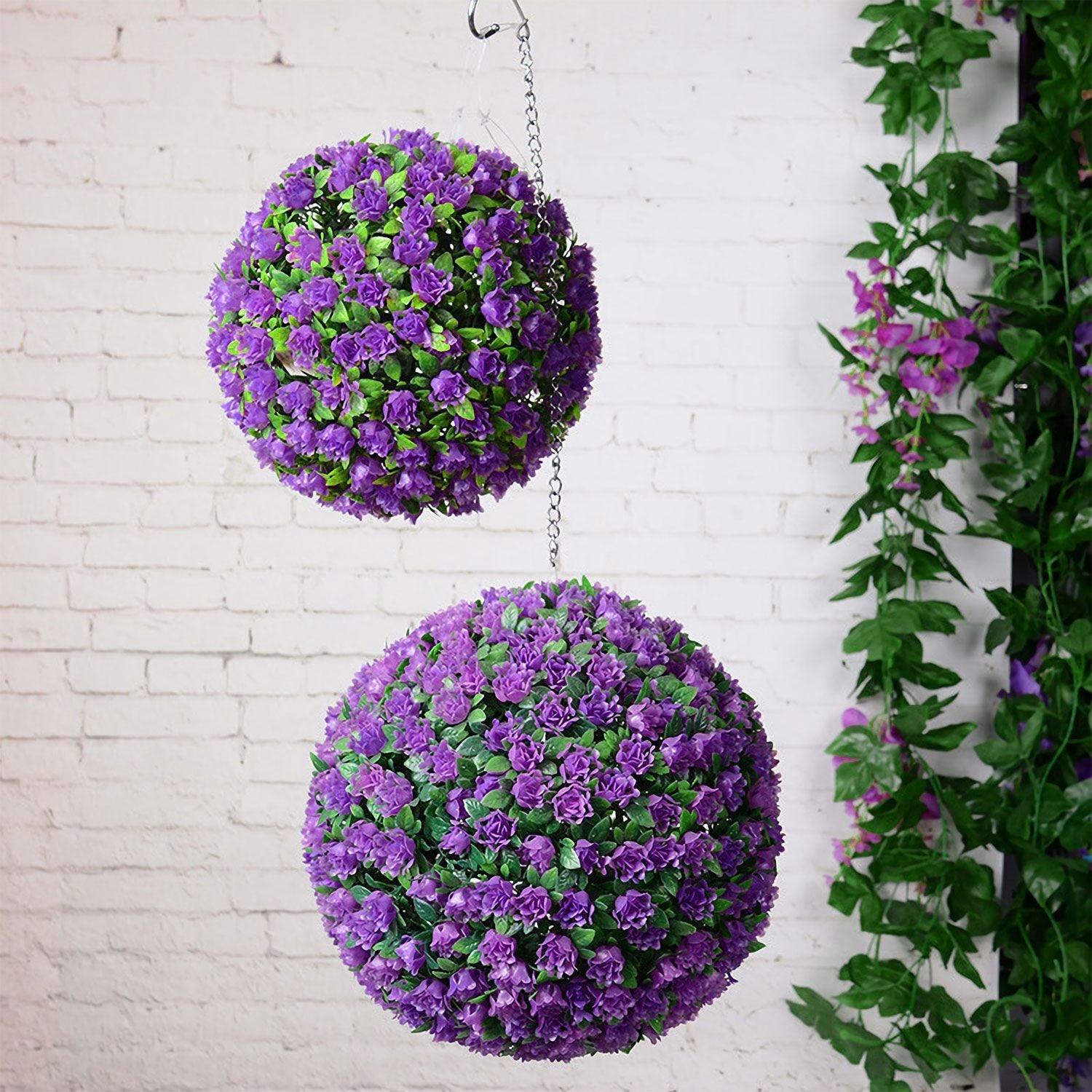 Solar Powered Topiary Ball Artificial Rose 20 LED Lights Big Discount For Sale