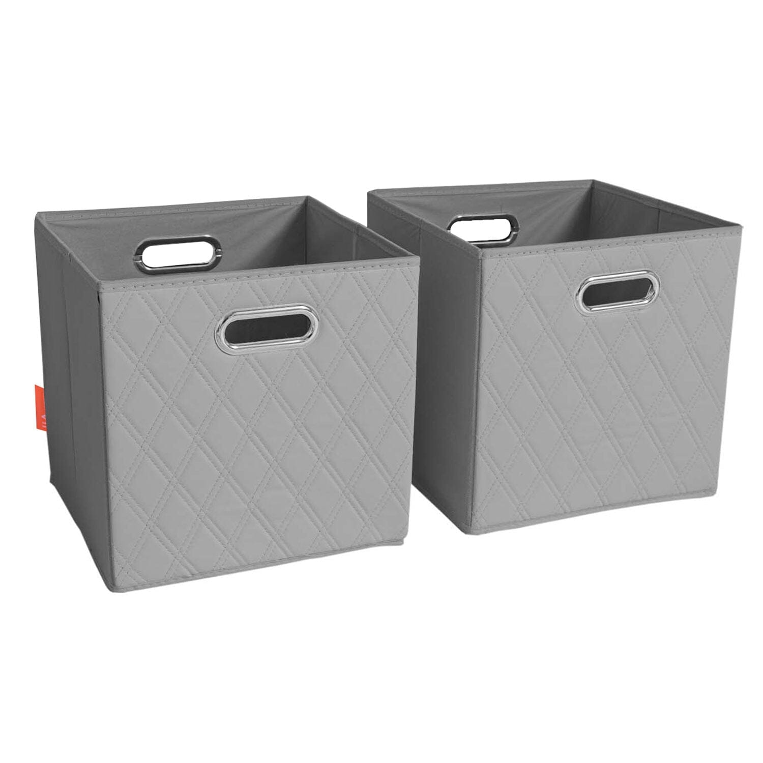 Set of 2: 11-13 Foldable Diamond Patterned Faux Leather Storage Cube Bins Discount Footaction